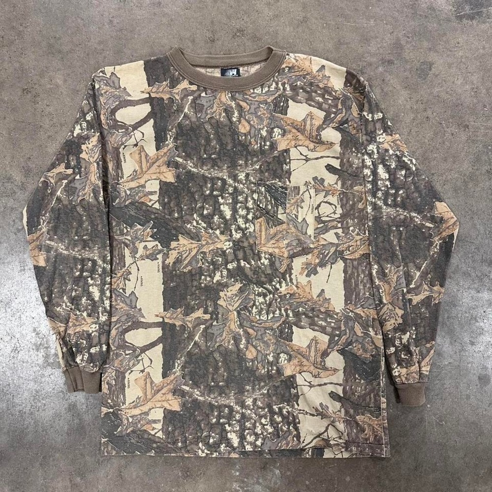 Vintage 80s 90s Ace Sportswear Sniper Camo Long Sleeve Tshirt Size Small
